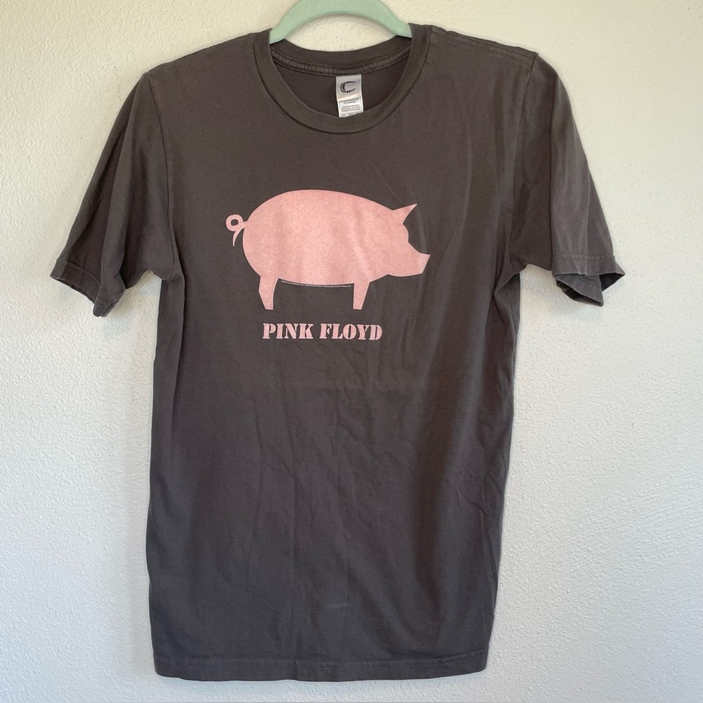 Pink Floyd Gray Short-Sleeve Tee With Pink Velvety Pig